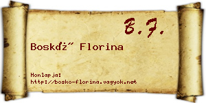 Boskó Florina névjegykártya